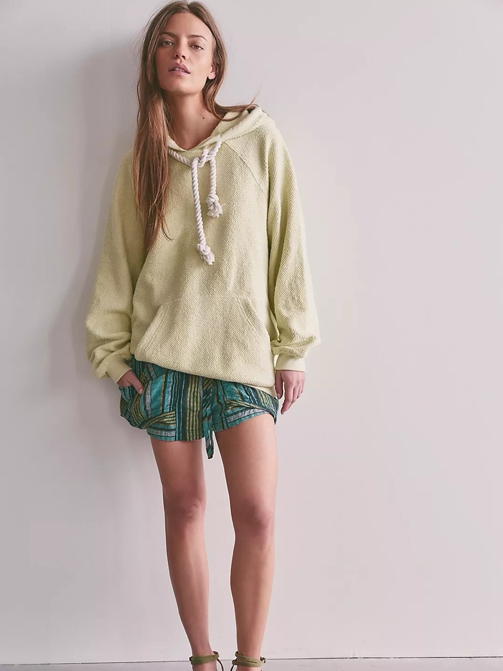 NWT Free People Looped In Hoodie in Lemon Ice